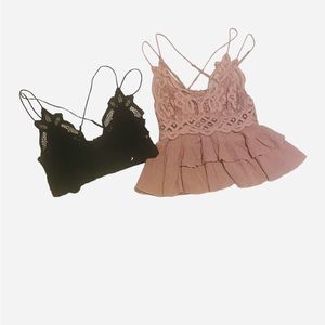 Free People Lacy Bralette and Ruffled Cami Bundle